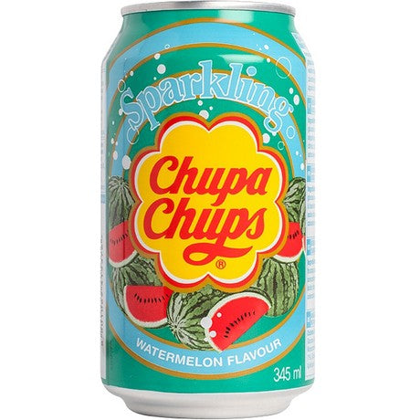 Chupa Chups Sparkling Watermelon Drink, prickelnde Wassermelonen Limonade, 24 Dosen mit Pfand 345 ml – 6er-Pack (6×345 g)