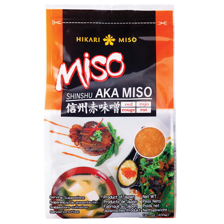 Hikari Miso Rote Paste (Shinshu Aka), authentische Miso-Paste aus Japan, ohne Zusatzstoffe, 400 g – 5er-Pack (5×400 g)