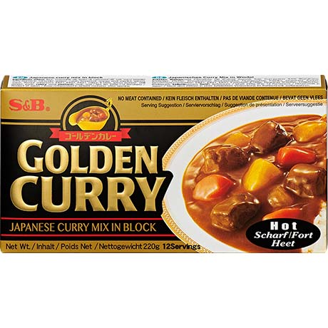 S&B Golden Curry scharf – Japanische Gewürzmischung zur Zubereitung von Curry-Gerichten 220 g