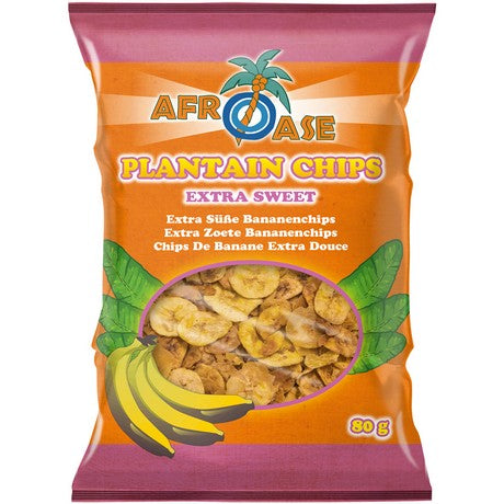 AFROASE - Bananen Chips Extra Süsse 80 g – 10er-Pack (10×80 g)