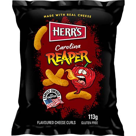 Herr's Carolina Reaper Käse Curls 113g - Knusprig & Würzig – 3er-Pack (3×113 g)