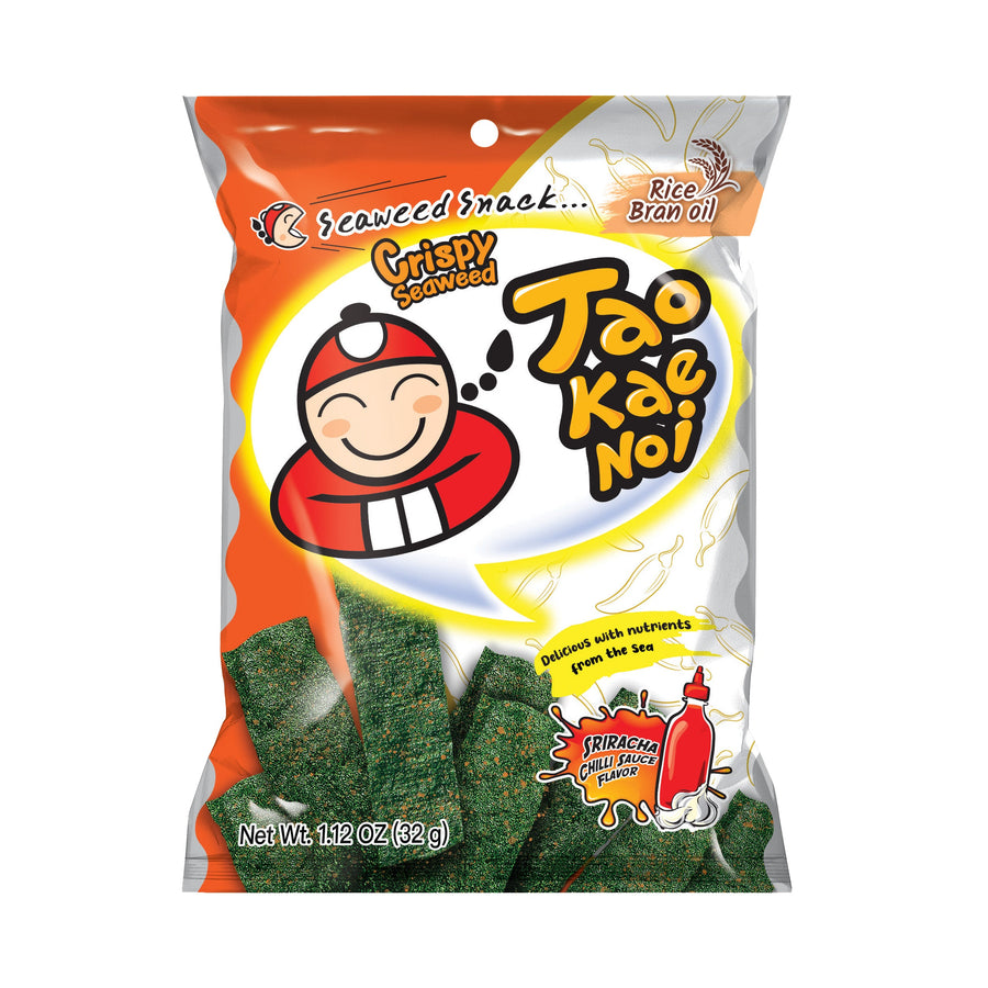 TAOKAENOI Tao Kae Noi Crispy Seaweed Snack Sriracha, knuspriger Algensnack, 32 g – 4er-Pack (4×32 g)
