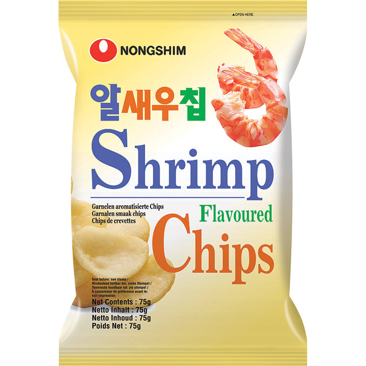 NONG SHIM Nongshim Garnelen Chips 75g - Koreanischer Snack – 4er-Pack (4×75 g)
