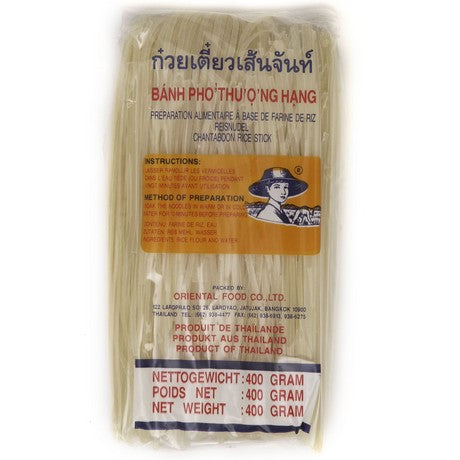 Farmer Reisnudeln – Thailändische, 3 mm breite Reisbandnudeln aus Reismehl 400 g – 4er-Pack (4×400 g)