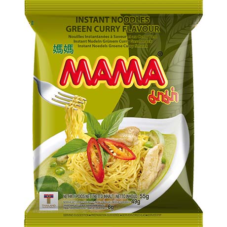 Mama Instantnudeln Grüner Curry 55g – 12er-Pack (12×55 g)