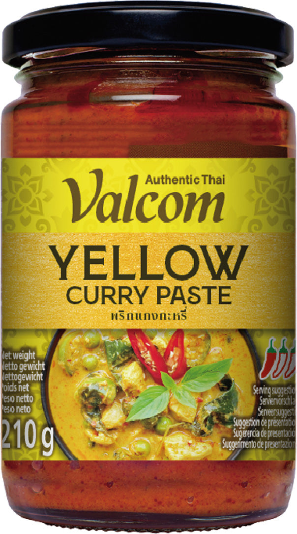 Valcom Premium Gelbe Currypaste, 230 g – 3er-Pack (3×230 g)