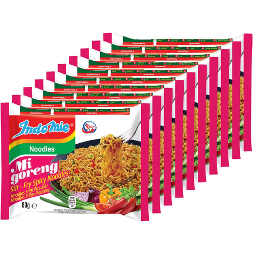 Instant Fried Noodles Hot & Spicy (Pack of 10) by N/A