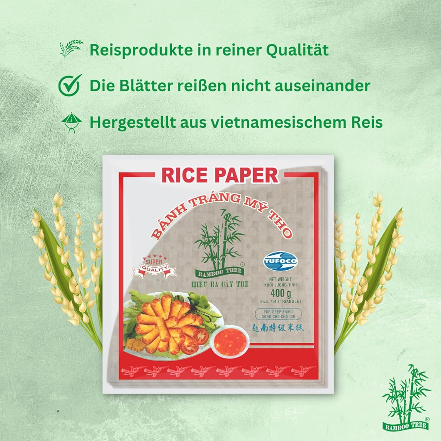 BAMBOO TREE - Reispapier Dreieck. (Fritieren) - 36 X 400 GR - Multipack