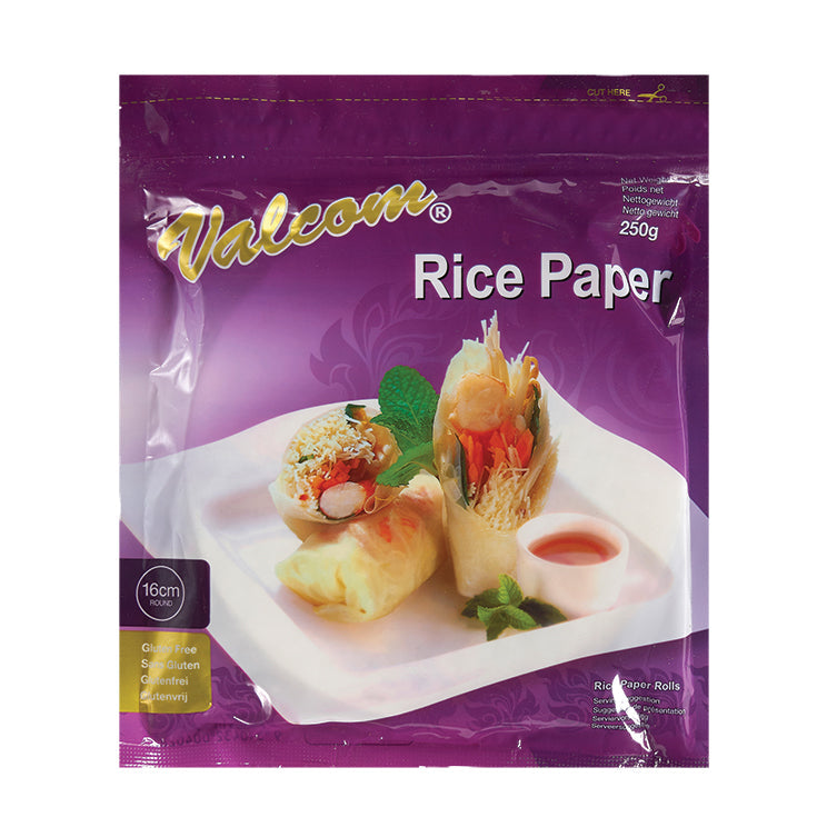 Valcom Rice Paper, rundes Reispapier 16 cm, 8 Blätter, 250 g – 4er-Pack (4×250 g)