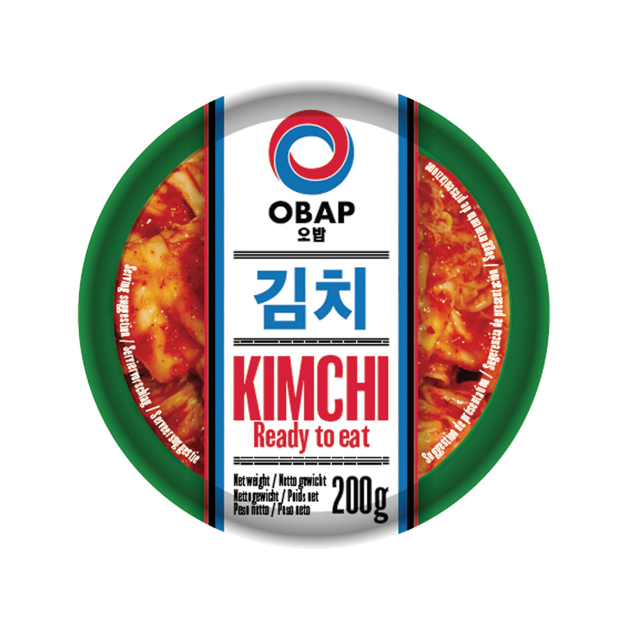 OBAP Kimchi - eingelegter Kohl mit Cayennepfeffer, Knoblauch und Ingwer - Koreanisches fermentiertes Gemüse in 200g Dose – 4er-Pack (4×200 g)