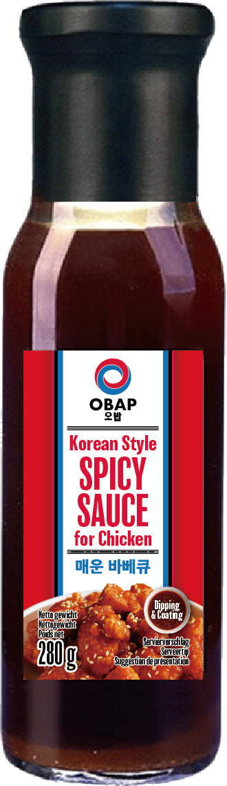 OBAP Korean Style Spicy Sauce for Chicken - Pikante Dip-Sauce für Koreanisches Brathähnchen - 280g Glasflasche – 4er-Pack (4×280 g)