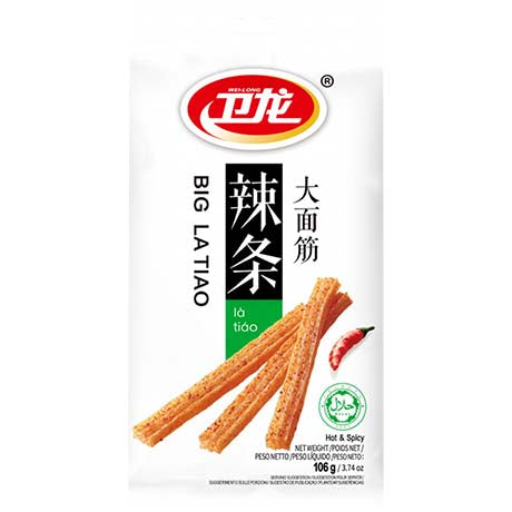 Weilong Big Latiao Snack– Scharfe Weizensticks Hot & Spicy – Würzige Asiatische Snack-Stangen – Pikant, Vegan & Halal – Import aus China 106 g – 5er-Pack (5×106 g)