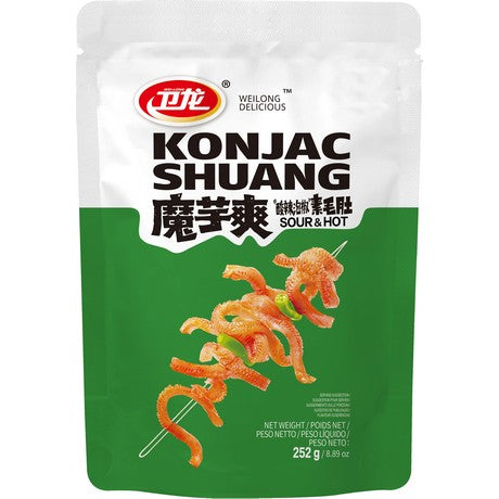 Weilong Konjac Shuang Hot & Sour 252g – Scharf-Saurer Konjak Snack – Chinesische Spezialität – Würziger Asia Snack