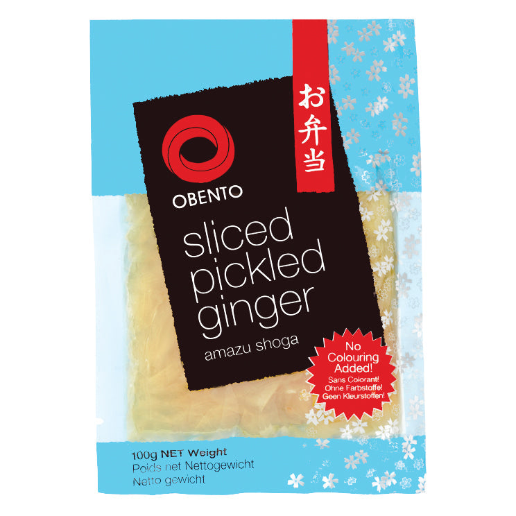 Obento Sliced Pickled Ginger (Eingelegter Ingwer in Scheiben), 100 g – 6er-Pack (6×100 g)