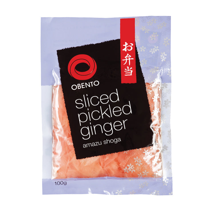 Obento Sliced Pickled Ginger Pink (Eingelegter Ingwer Pink in Scheiben), 100 g – 6er-Pack (6×100 g)