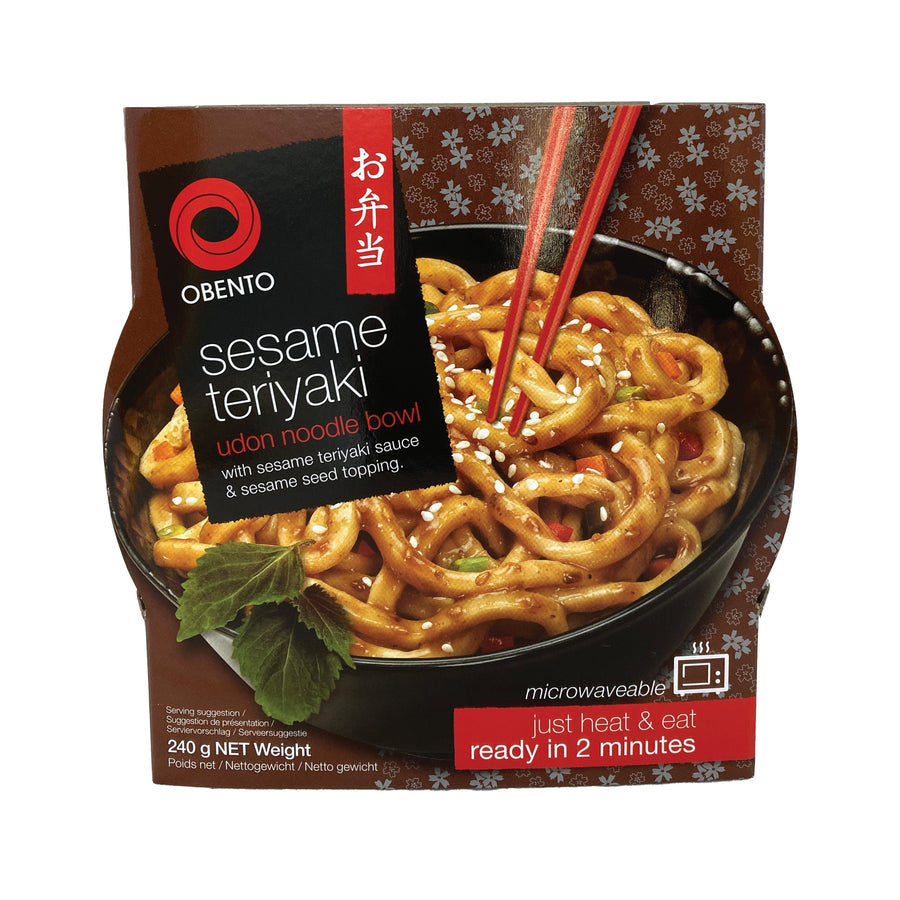 Obento Sesame Teriyaki Udon Bowl, Fertiggericht für die Mikrowelle, 240 g – 4er-Pack (4×240 g)