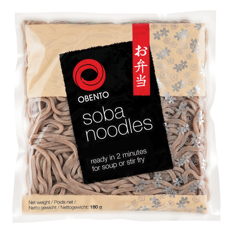 Obento Japanische Soba Nudeln, vorgekocht, 180 g – 10er-Pack (10×180 g)