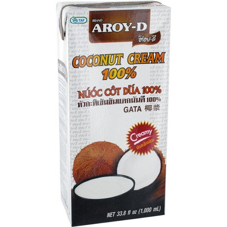 AROY-D Kokosnusscreme I Cremige Kokoscreme zum Kochen & Backen I Laktosefreie Kokosnussmilch I Ideal für Currys, Desserts, Smoothies & Cocktails I 1 l