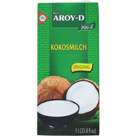 AROY-D Kokosnussmilch I Cremige Kokosmilch zum Kochen & Backen I 100% Vegan & Laktosefrei I Ideal für Currys, Desserts, Smoothies & Cocktails I 1 l