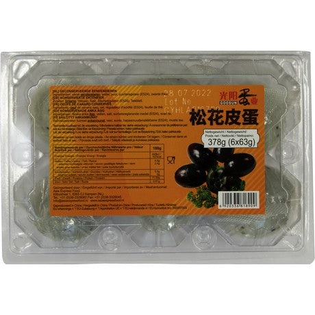 GOOSUN Pidan Tausendjährige Enteneier 378g Petan 6Stück (You Yu Shi) – 6er-Pack (6x63g)