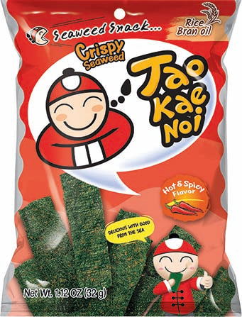 Tao Kae Noi Crispy Seaweed Snack Hot & Spicy, scharf-würziger Algensnack, 32 g – 3er-Pack (3×32 g)