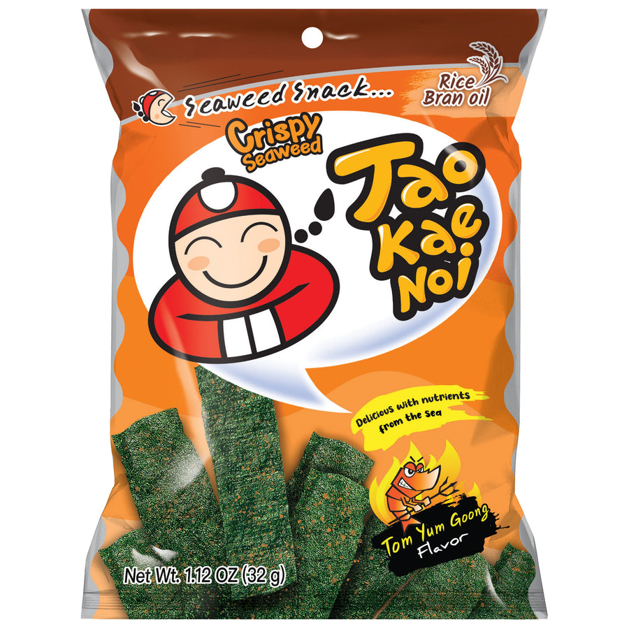 TAOKAENOI Tao Kae Noi Crispy Seaweed Snack Tom Yum Goong, Algensnack mit Garnelengeschmack, 32 g – 4er-Pack (4×32 g)