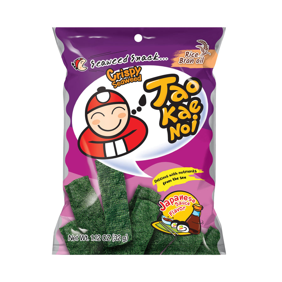TAOKAENOI Tao Kae Noi Crispy Seaweed Snack Japanese Sauce, knuspriger Algensnack japanischer Art, 32 g – 4er-Pack (4×32 g)