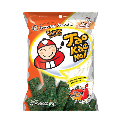 TAOKAENOI Tao Kae Noi Crispy Seaweed Snack Sriracha, knuspriger Algensnack, 32 g – 4er-Pack (4×32 g)