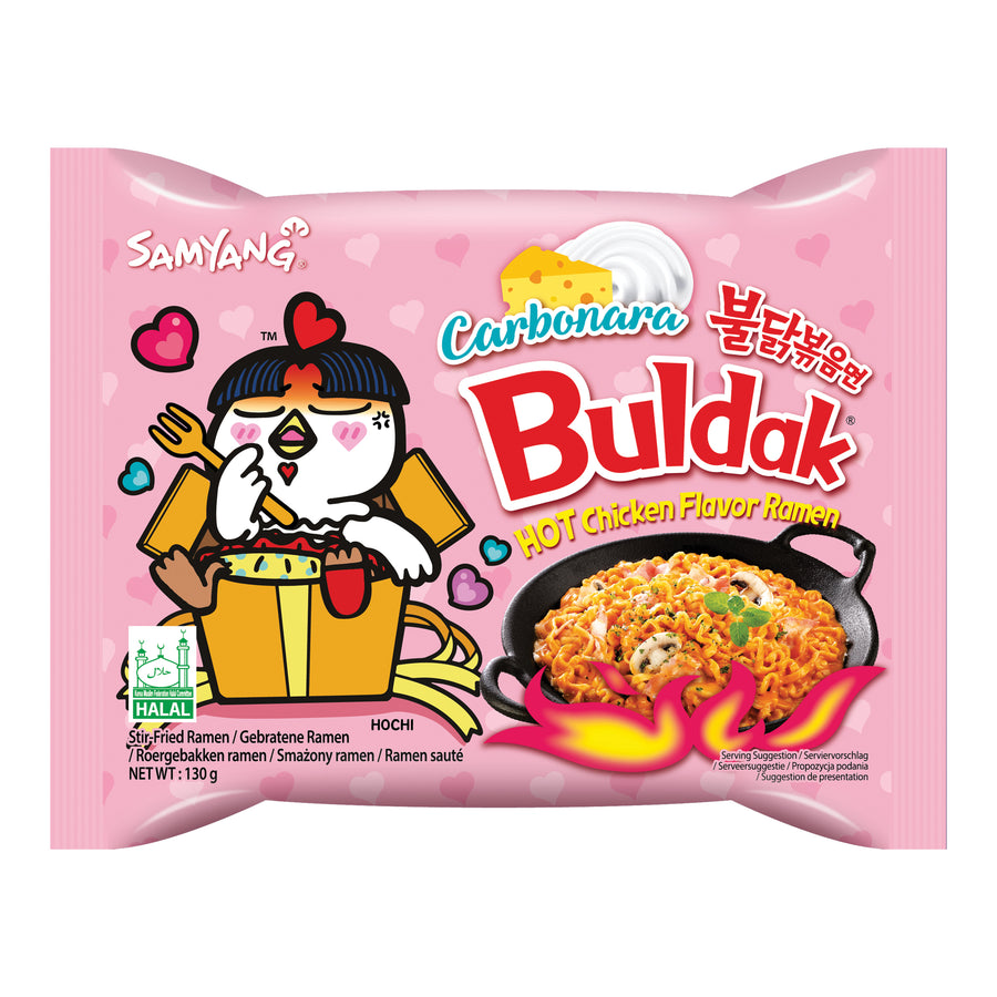 SAM YANG Samyang Buldak Hot Chicken Carbonara Ramen – Koreanische scharfe Instantnudeln 650 g (5×130 g)