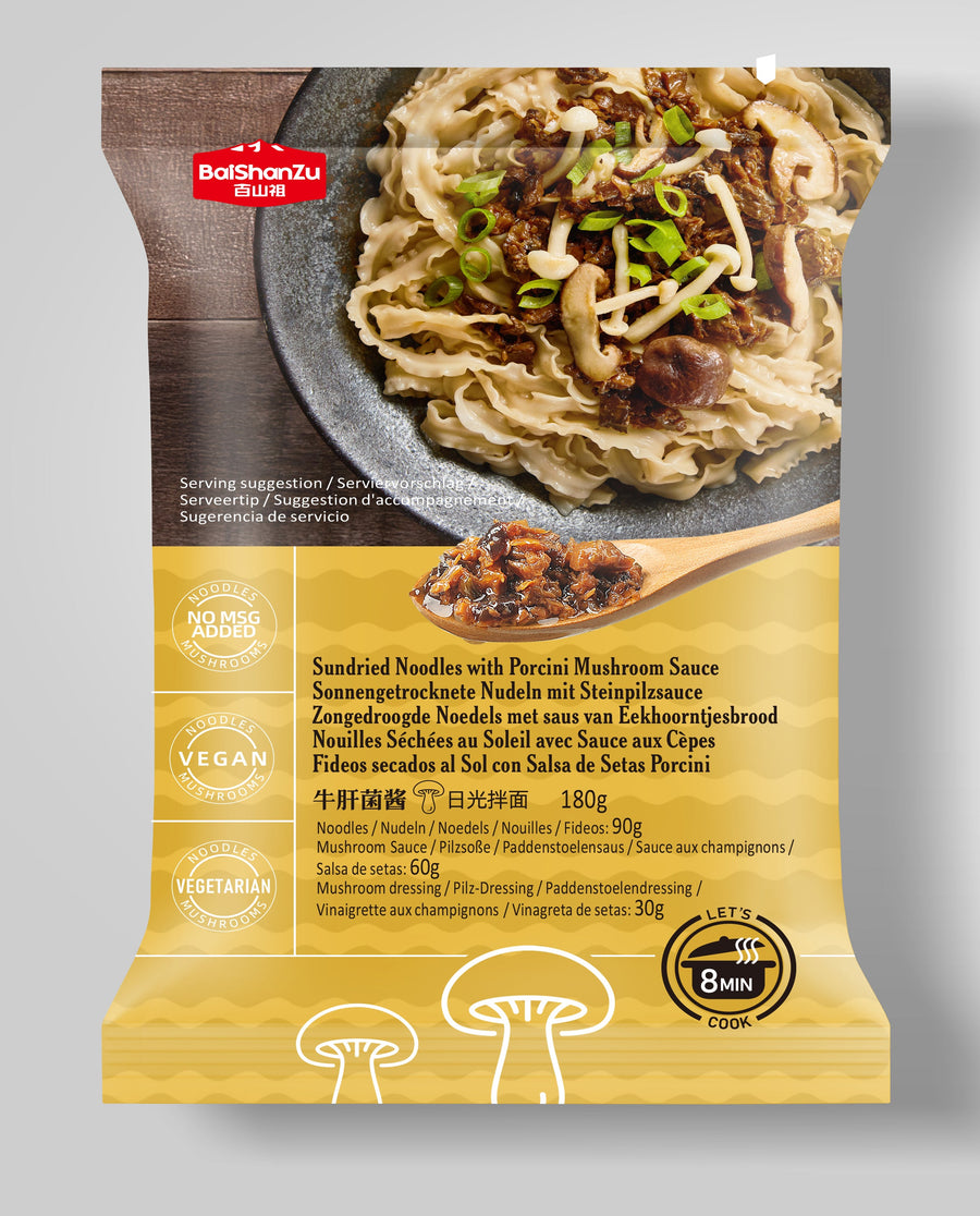 BAISHANZU Bai Shan Zu Nudeln mit Steinpilzsauce 180g – 3er-Pack (3×180 g)