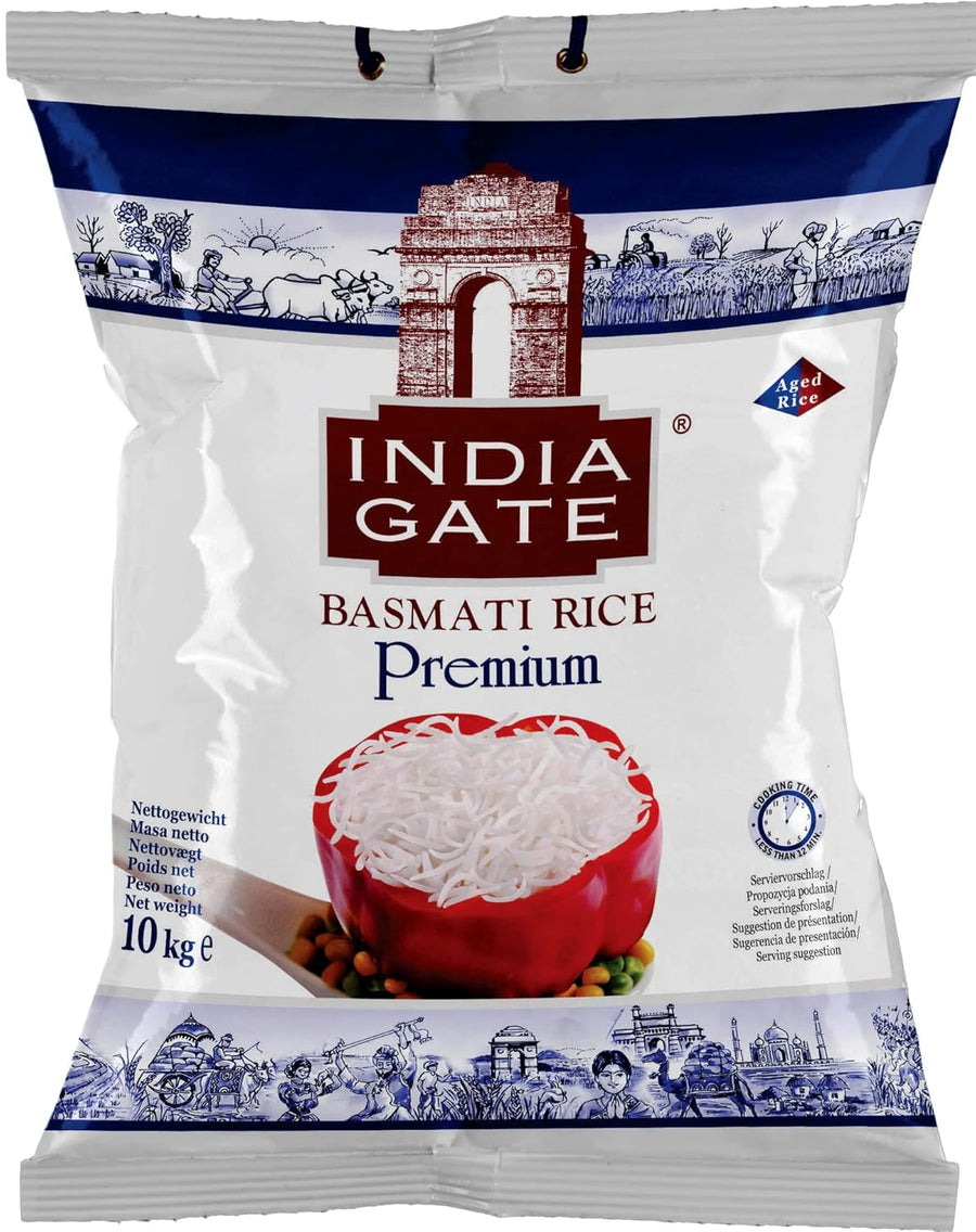 INDIA GATE Premium Basmati Reis – Feiner, Aromatischer Langkornreis Aus Indien, Feines Langkorn (1 X 10 Kg)