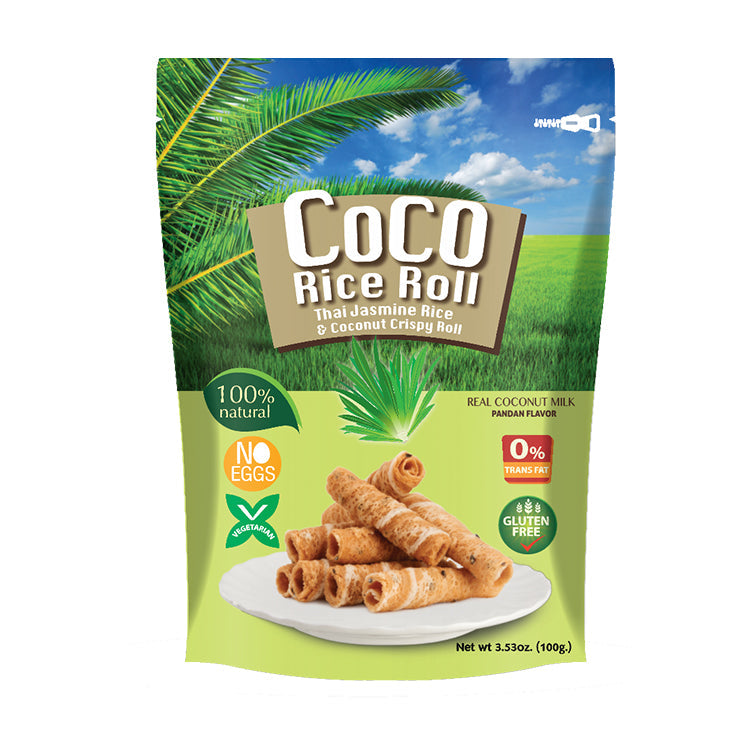 Coco Rice Rolls Pandan-Geschmack, 100 g – 3er-Pack (3×100 g)