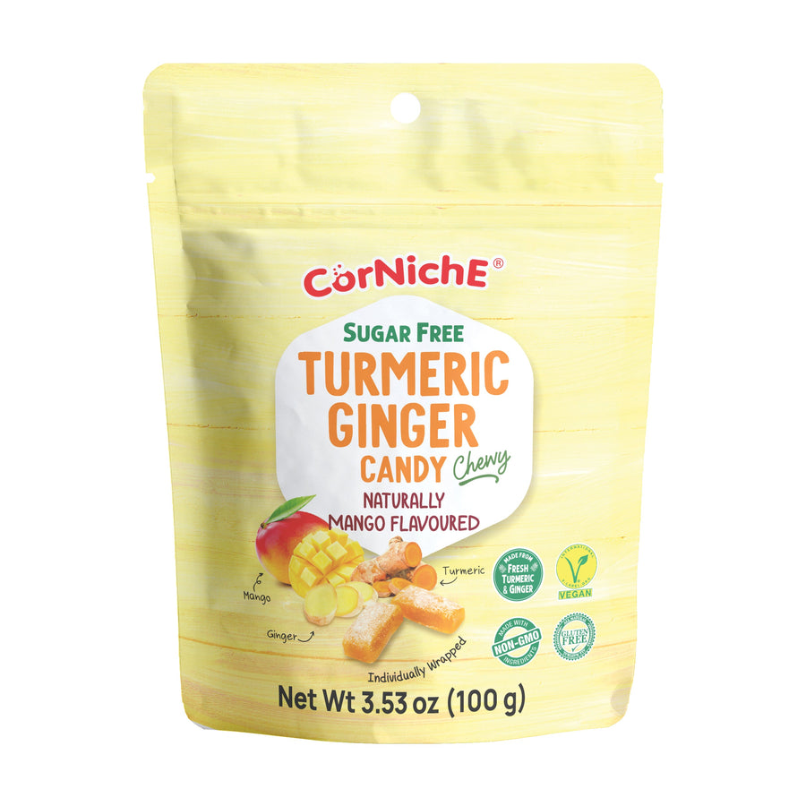Corniche Kurkuma Ingwerbonbon mit Mango Geschmack 100g – 4er-Pack (4×100 g)