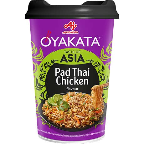 OYAKATA Instant-Nudelbecher Pad Thai Chicken 93 g I Hühnerfleisch in Tamarinde, Limette & Erdnüssen I Fertigmahlzeit in 3 Minuten I Perfekt für unterwegs & Zuhause I Authentische Ramen-Nudeln – 8er-Pack (8×93 g)