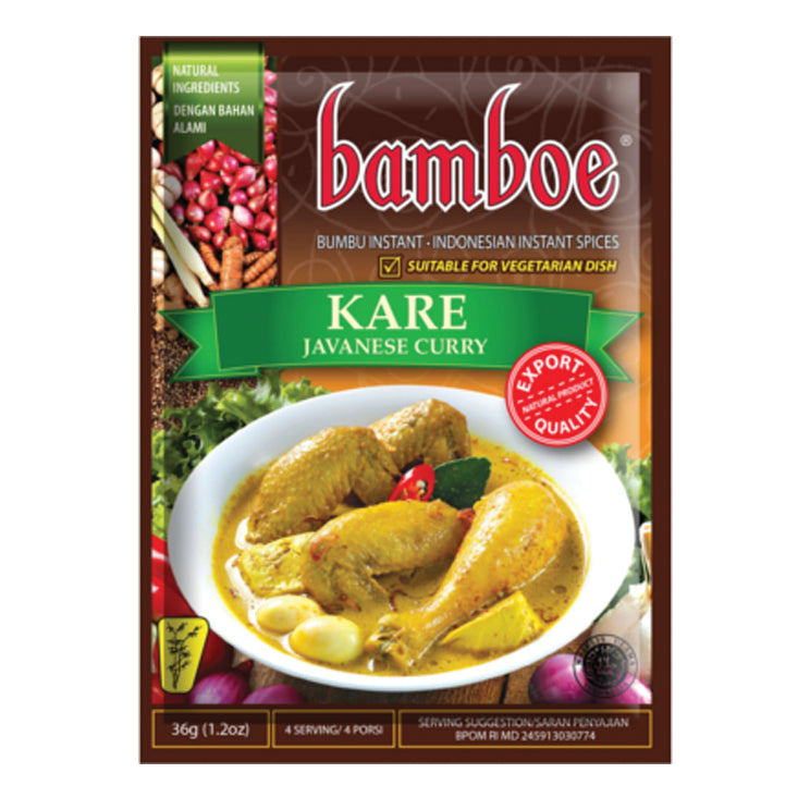 Bamboe Bumbu Instant-Kare - Javaner Curry, 36 Gramm (3 Stück) – 8er-Pack (8×Stück)