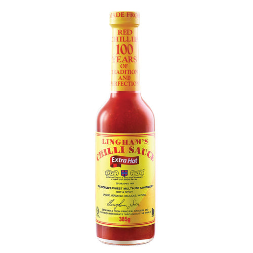 LINGHAMS Lingham's Extra Hot Chilli Sauce, hot Chili-Sauce with fresh, roten Chilis, aromatic-sweet Hot-Sauce with natural Zutaten, 280 ml