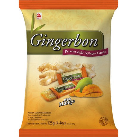 GINGERBON - Ingwer Bonbons Mango 125 g – 5er-Pack (5×125 g)