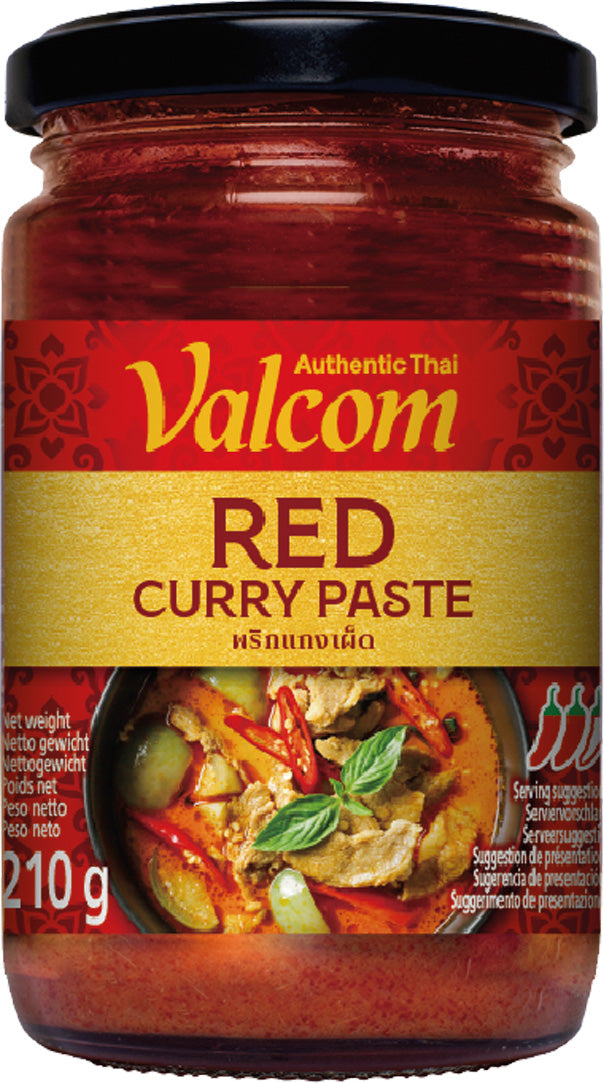 Valcom Premium Rote Currypaste, 210 g – 3er-Pack (3×210 g)