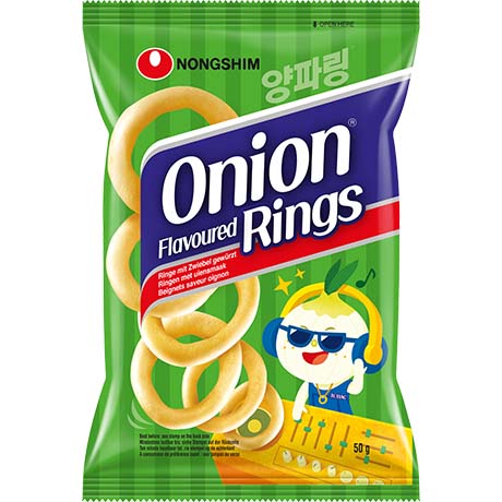 NONGSHIM Nong Shim Onion Rings Flavor Zwiebelringe Geschmack 50g – 4er-Pack (4×50 g)