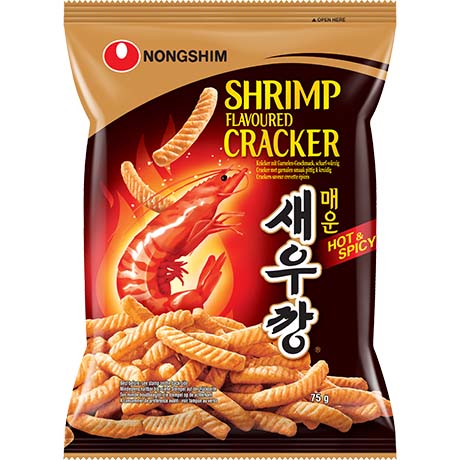 NONGSHIM Nong Shim Garnelen Kräcker - Scharfer Shrimp Snack 75g – 4er-Pack (4×75 g)