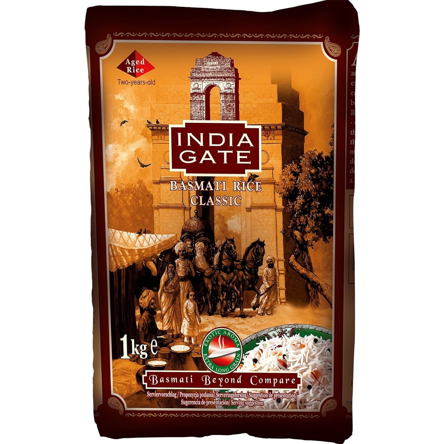 INDIA GATE Classic Basmati Rice (Aus Indien, Feines Langkorn) Aromatisch, Vorratspackung - 1Er Pack (1 X 1 Kg)