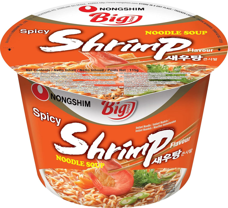 Nong Shim Instantnudeln Shrimp Big Bowl – Koreanische Ramen Suppe - Schnelle Zubereitung – 115G