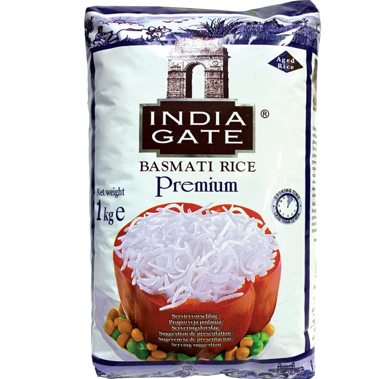 INDIA GATE - Basmati Reis Premium - 8 X 1 KG - Multipack