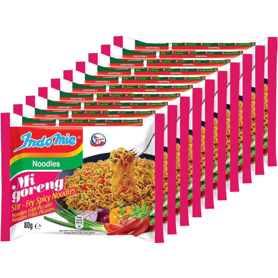 Instant Fried Noodles Hot & Spicy (Pack of 10) by N/A